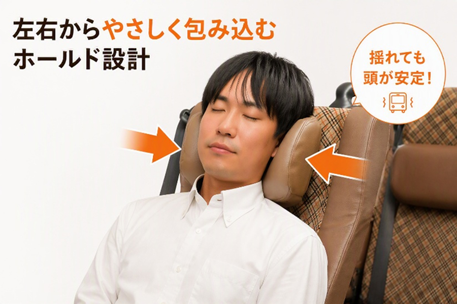 左右からやさしく包み込むホールド設計